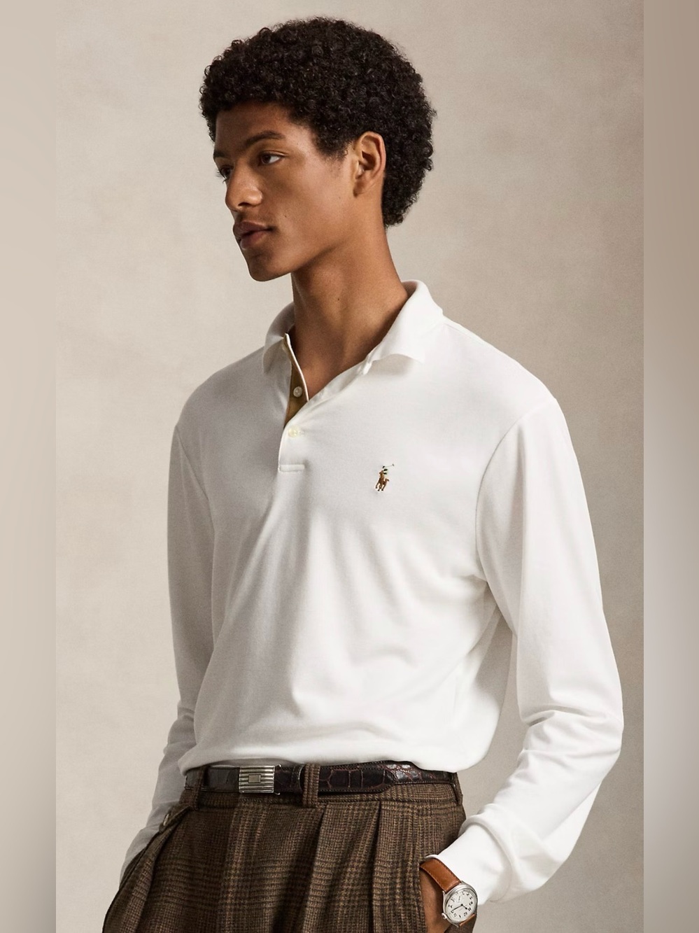 NWT Polo Ralph Lauren WHITE Soft Cotton Long Sleeve Collared Polo Shirt